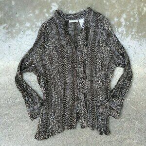 Laura Plus Petite Stretch Ruffle Button Blouse Top​​​​​​